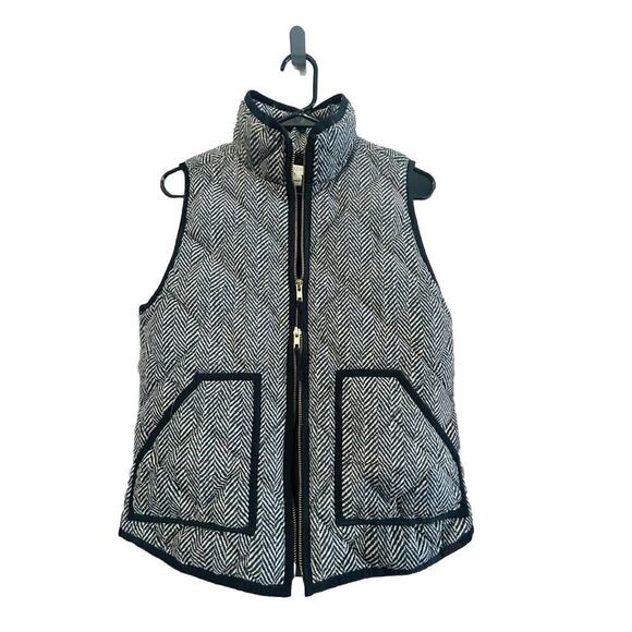 J Crew (S) Down Filled Vest Black Tan Puffer Double Zipper Women’s Size Small - Picture 14 of 15